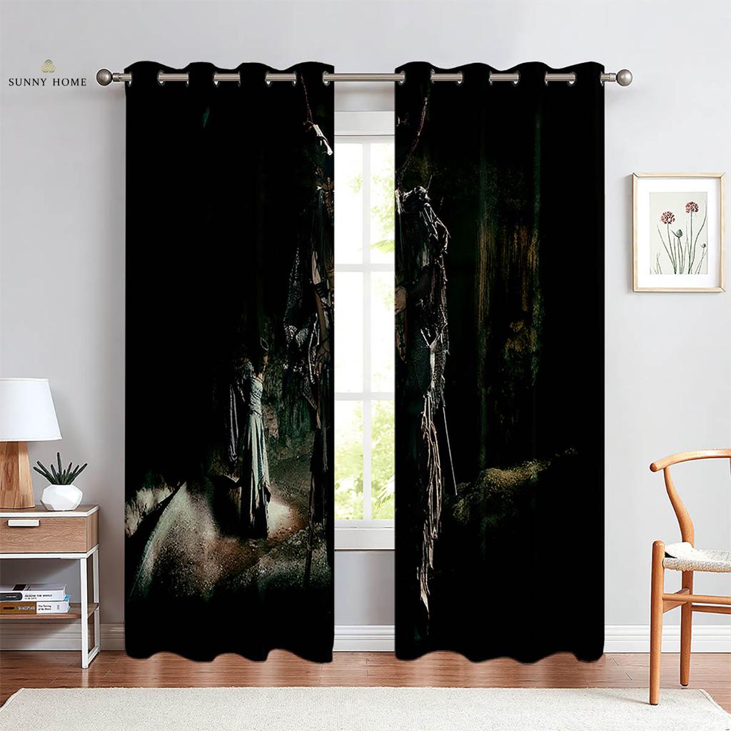 Halloween Skull Cartoon Print Curtains Suitable For Children's Room Living Room Restaurant Holiday Party Decoration Curtains
