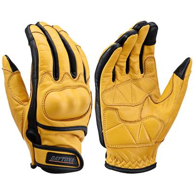 Daytona Motorcycle Gloves Genuine Leather Hard Protector Compatible with Smartphones Cow Leather Protector Gloves Yellow M Size 17760