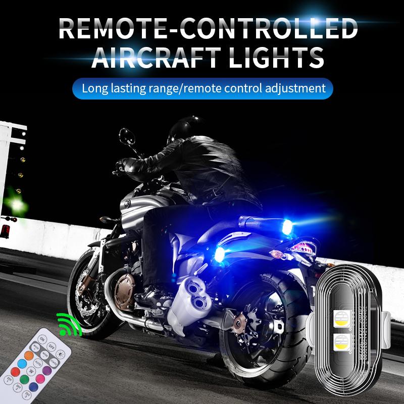 SEAMETAL Motorcycle Car Warning Light Flashing Indicator 7 Color Remote RGB LED Wireless Light Wireless