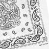Kakatrend Bandana White Paisley Pattern Handkerchief Men's Bandana Adult 100% Cotton Stylish Bandana Unisex Large 55cm X 55cm White