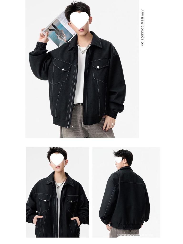 Men's Plus Size Lapel Jacket: Trendy Korean Style, Light Luxury, M-7XL, Daily Commute Outerwear