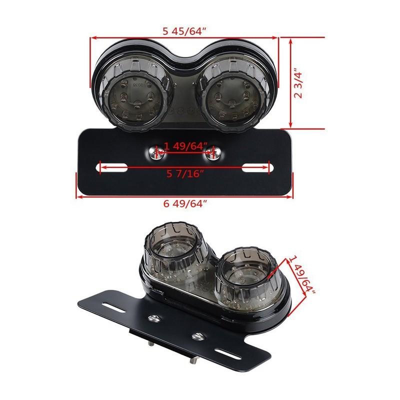 LED License Plate Brake Tail Turn Signal Dual Light For Motorcycle Bobber Cafe