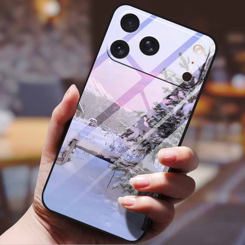 Phone Case for Iphone 17 Pro Max Iphone17 Air Tempered Glass Hard Back Cover Bumper 17pro Funda Cartoon Anime Fashion Pattern