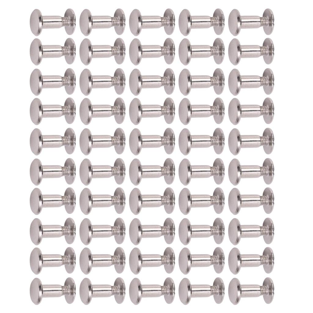4.5x8x9mm 50 Set M3.5 Screw Rivets Flat Round Head Binding Rivets for PU Leather DIY Crafts