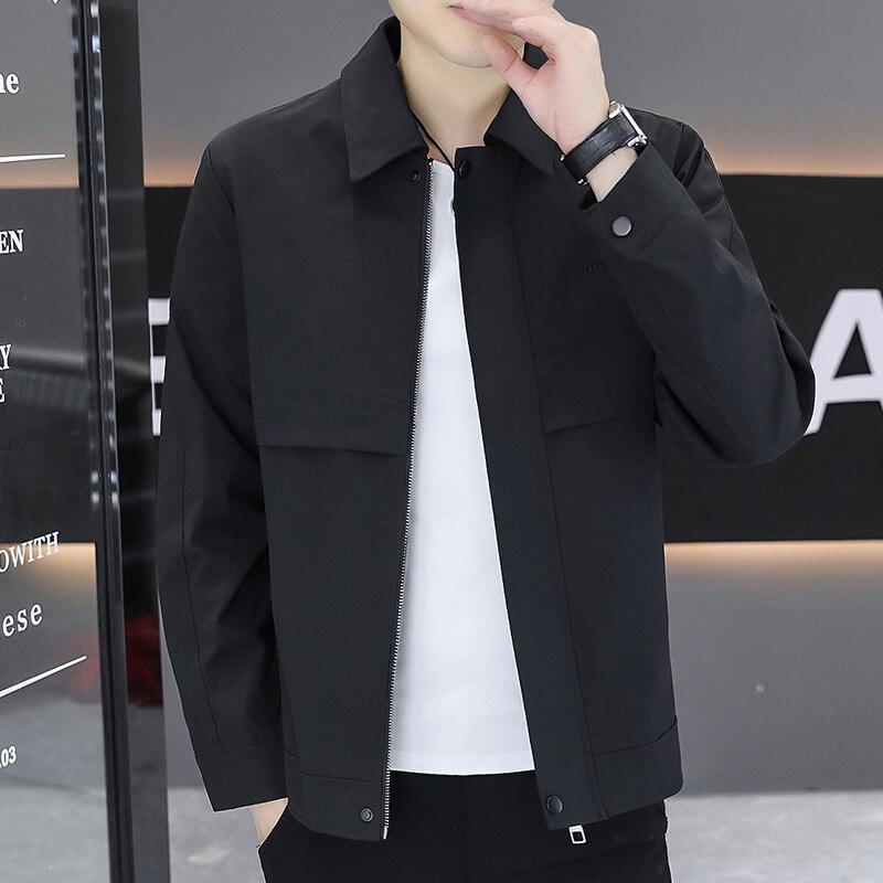 New Spring and Autumn Men's Short Top Lapel Work Jacket Trendy Casual and Versatile Young Men's Clothing