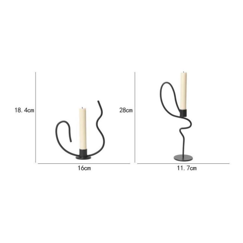 Metal Candlestick Candelabrum Geometric Candle Holder Black Line Metal Handicraft Wedding Centerpieces Home Decoration