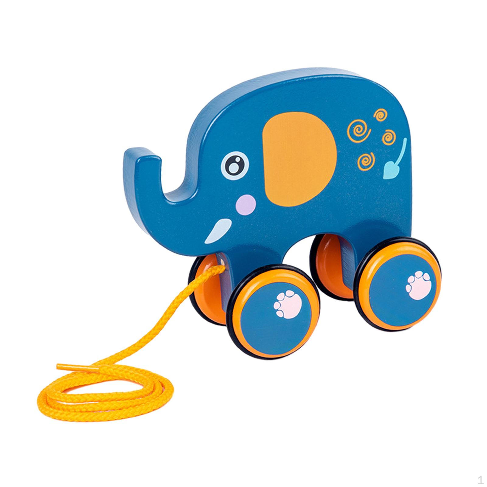 

Классическая деревянная игрушка-тягач с животными для детей — интерактивная ходьба Elephant