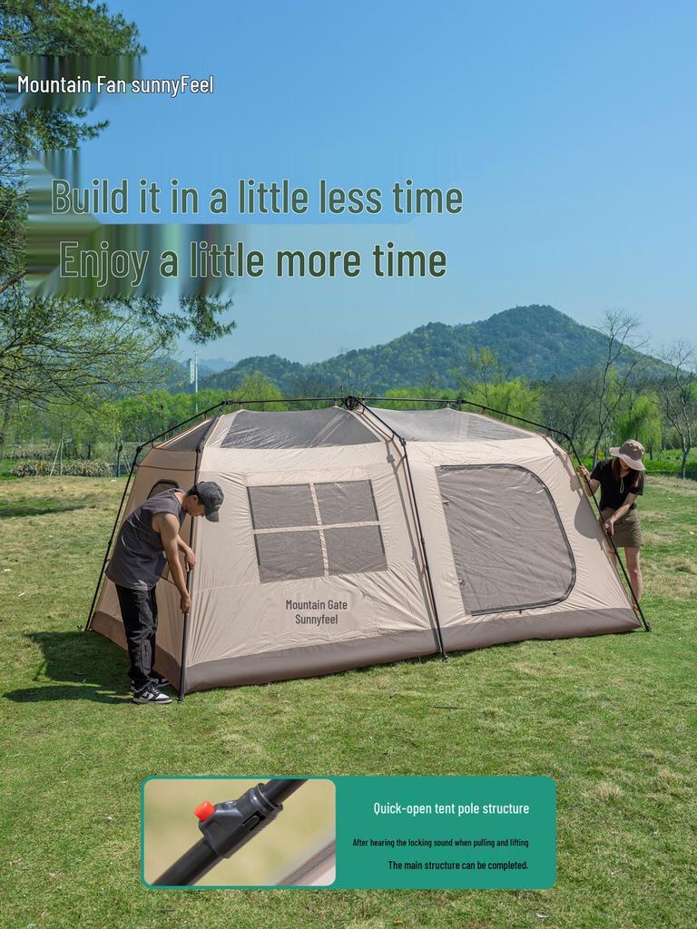 Mountain Door Ridge 13 Quick Open Tent: 2-in-1 Canopy with Black Sun Protection for Camping