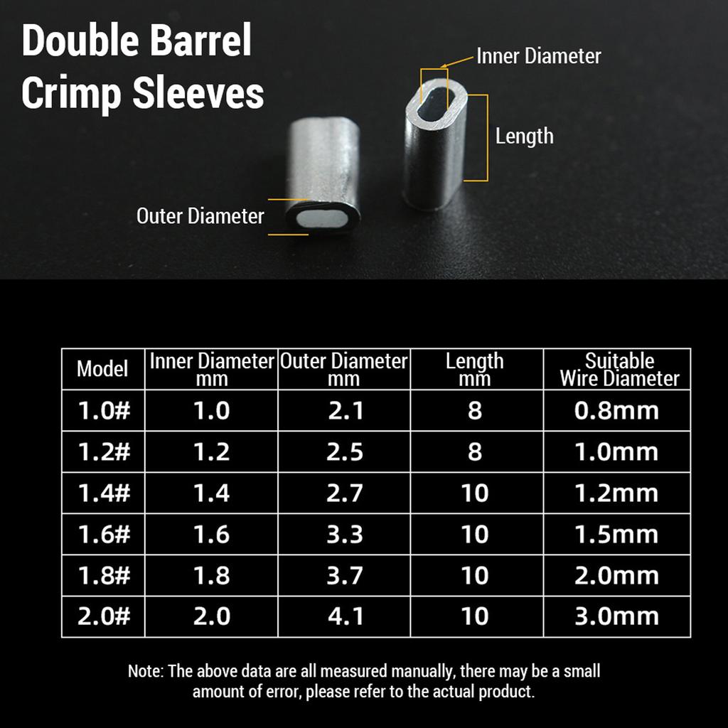 500pcs Aluminum Crimp Sleeves Connector Kit 5 Sizes Single Double Barrel Crimp Sleeves for Fishing Line