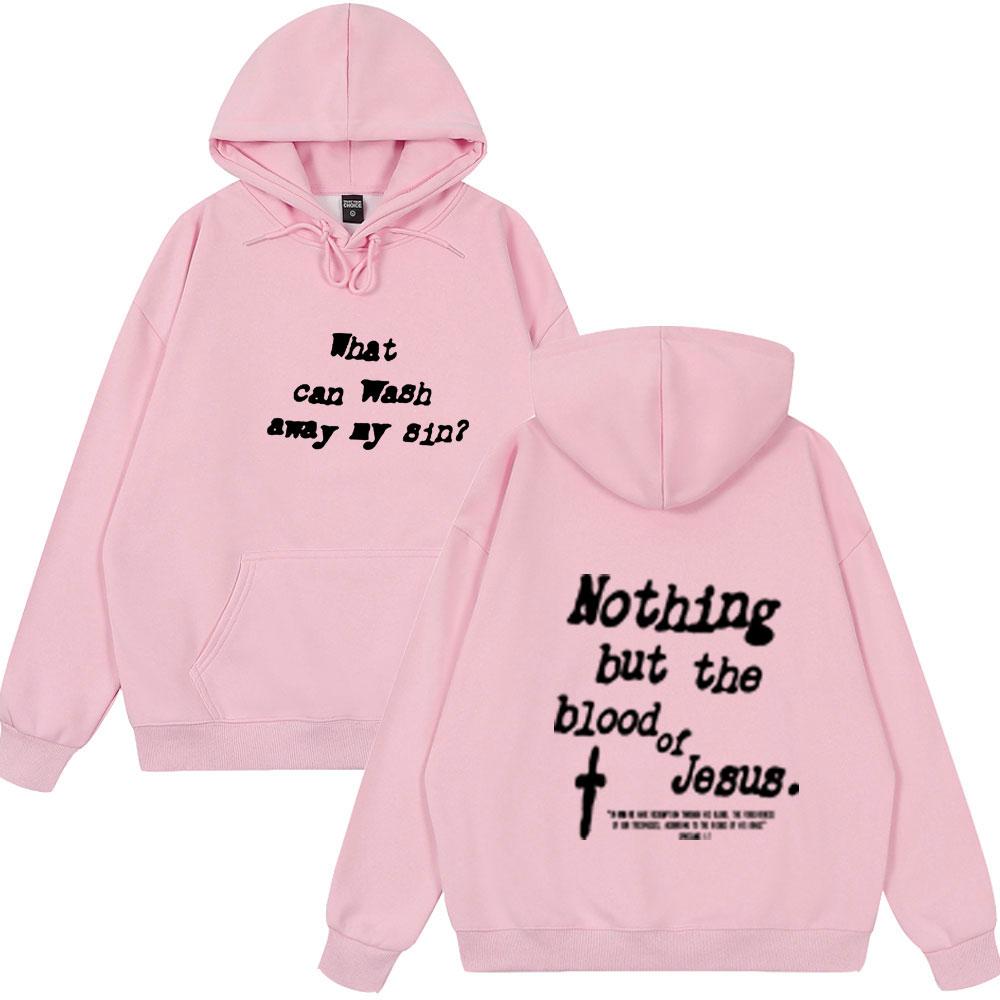 Tylko Krew Jezusa Chrześcijański Werset Biblijny Bluzy Męskie Damskie Moda Długi Rękaw Styl Oversize Dla Par Streetwear