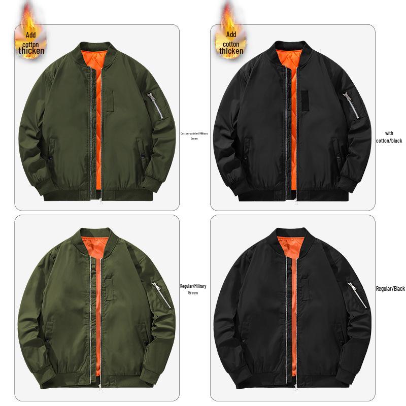 Men's Large Loose Fit Bomber Jacket - Casual Spring/Autumn Baseball Coat