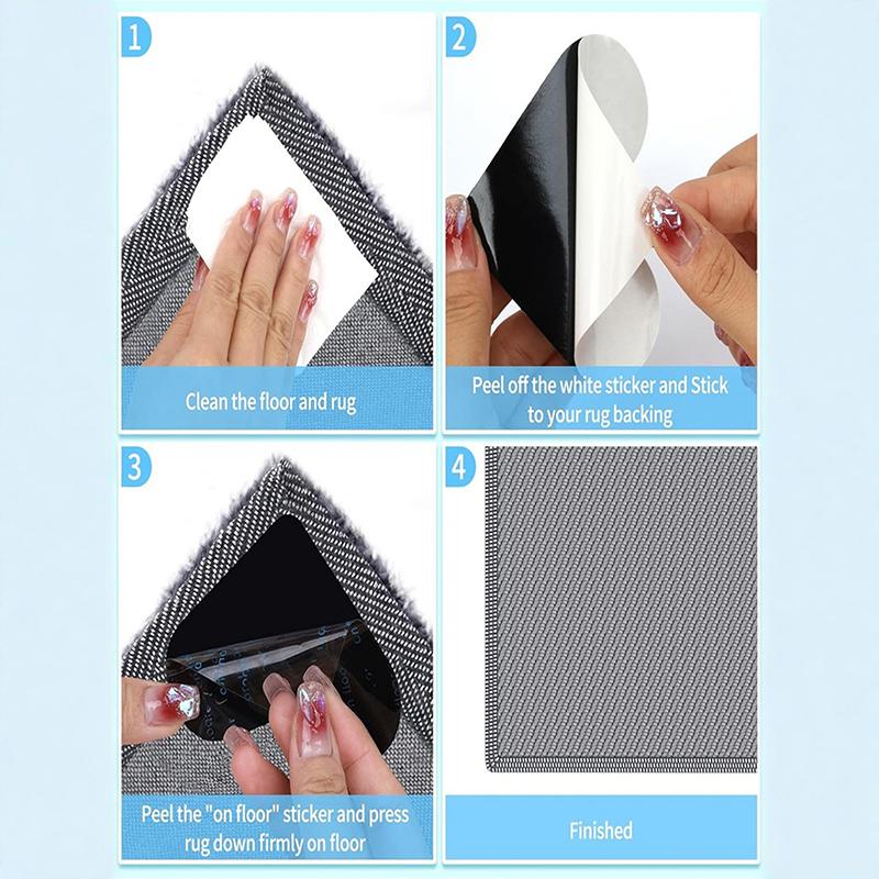 8/10/12Pcs Heart Shape Rug Gripper Double Sided Non-Slip Rug Pads Sticker, Washable And Reusable Rugs Corner Tape