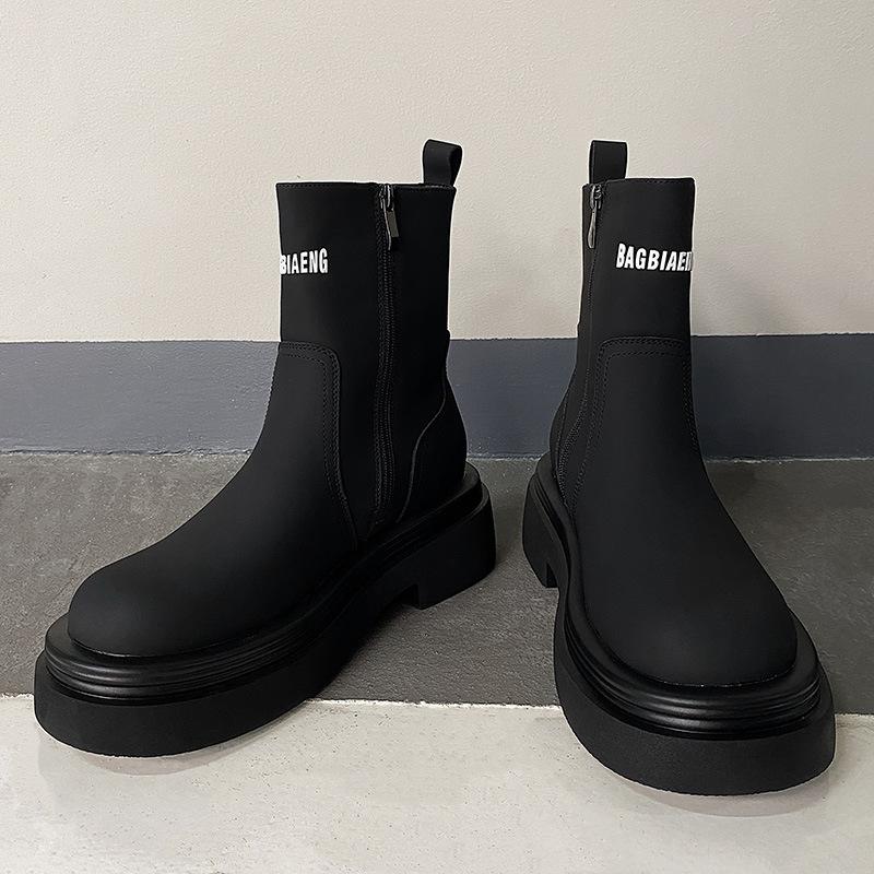 

Cigarette boots women s autumn and winter new leather platform short boots fashion versatile boots 40