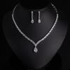 Elegant Bride Water Drop CZ Matching Jewelry Kit Dainty Zircon Pendant Necklace Drop Earrings Evening Dress Accessory