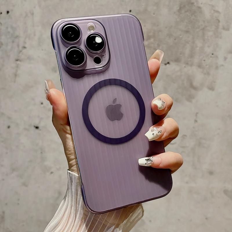 Applicable to iPhone16Pro corrugated magnetic borderless mobile phone case, advanced sense Apple 15 ultra-thin 14 anti-drop cover