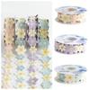Flower Pattern Design Gift Packaging Ribbon Cute Flower Printed Satin  Christmas Party Supply