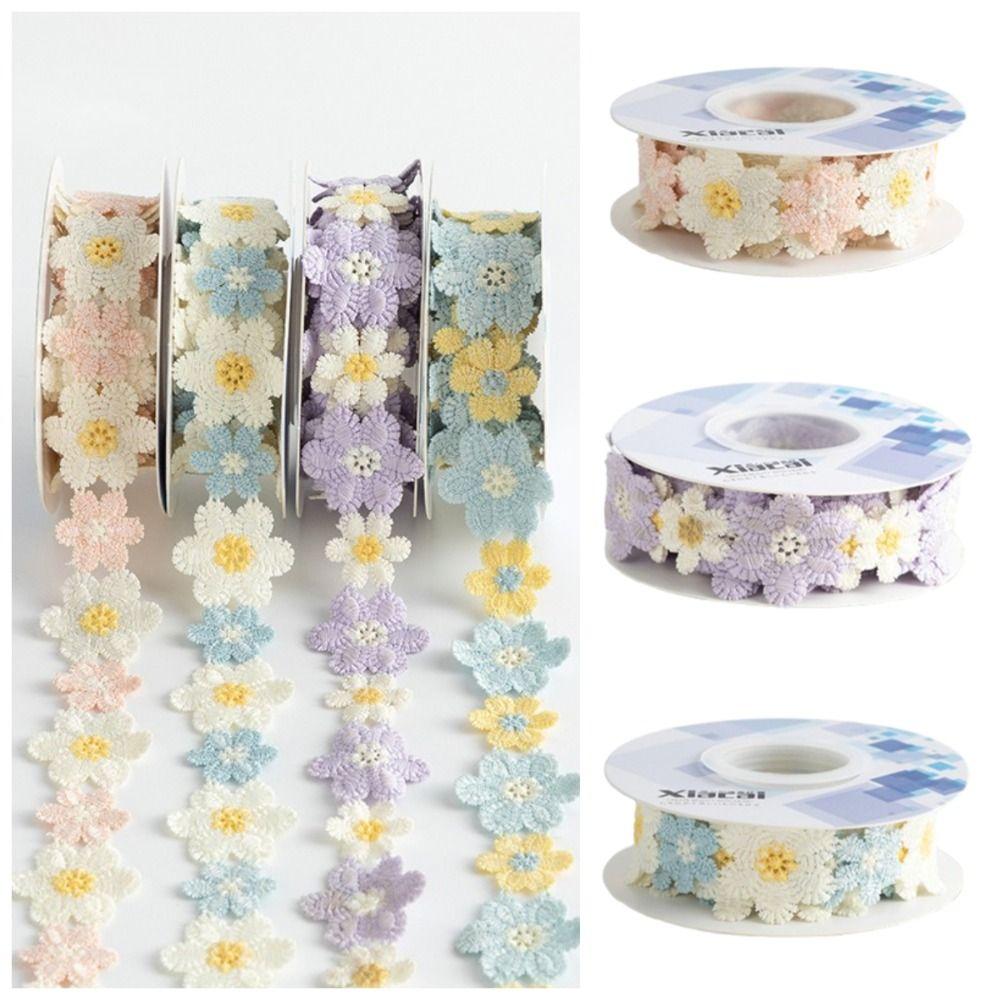 Flower Pattern Design Gift Packaging Ribbon Cute Flower Printed Satin  Christmas Party Supply