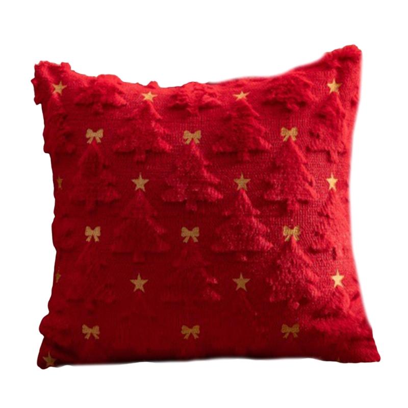 

Embroidered Holiday Pillow Cover Rabbits Hair Fabric Festival Christmas Living Room Decoration