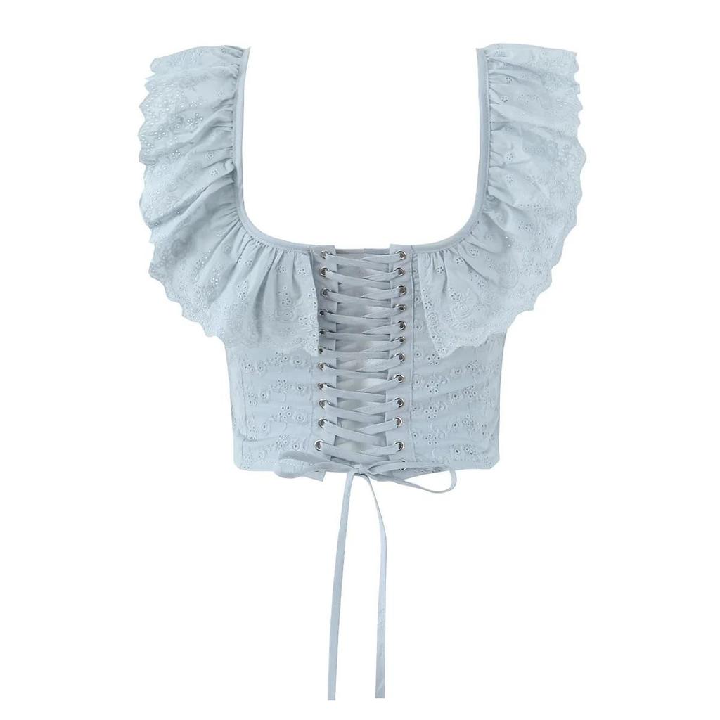 European & American Spicy Girl Style Square Neck Corset - Spring INS Hot Trend Women's Clothing