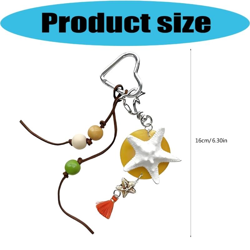 Starfishes Beaded Bag Charm With Rope And Resin Design Bag Pendant Travel Gift Fashion Accessories Keychain for Women