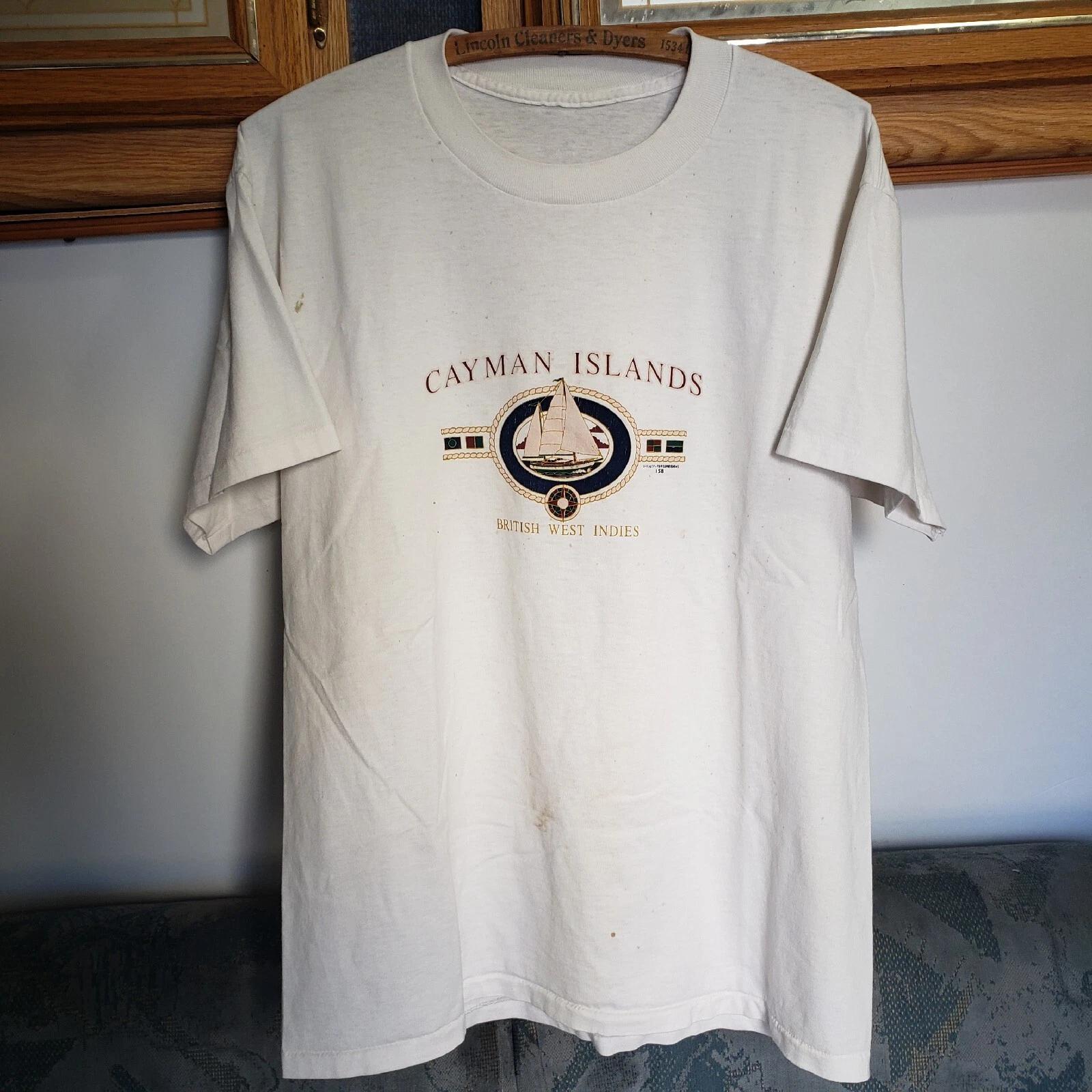 

Vintage 90s Cayman Islands BVI Ship T-shirt Size L Stained Thrashed Tourist Punk 3XL