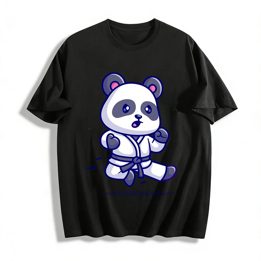 Cute Kung Fu Panda Karate Print Casual Cotton Top For Kids Adults Pure cotton T-shirt XXS