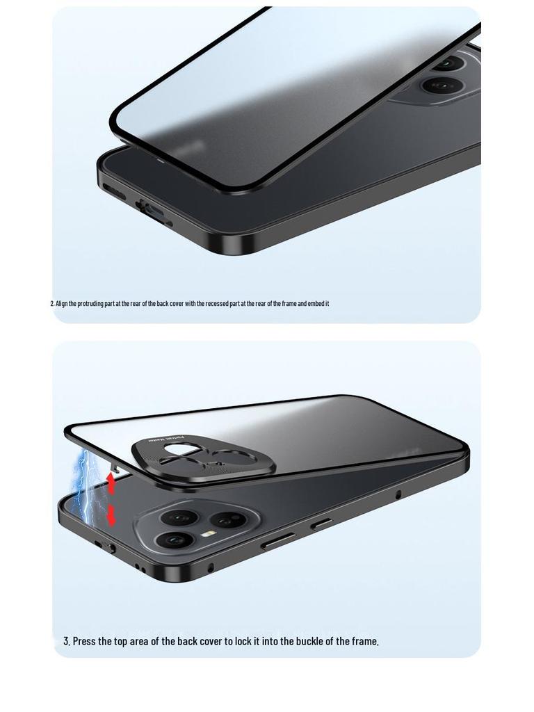 Honor 400/400pro Snap-Button Metal Frame Phone Case with Frosted Back
