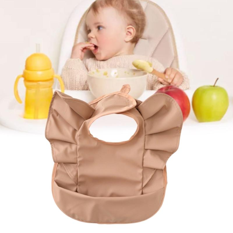 Niedliches Lätzchen in Form einer fliegenden Ärmel mit wasserdichter Schicht, verstellbares Spucktuch für Baby 6-36 Monate