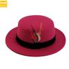 Men'S And Women'S Woolen Wool Flat Top Top Top Hat Retro Chicken Feather Jazz Hat Gentleman'S Hat Jdl-008A
