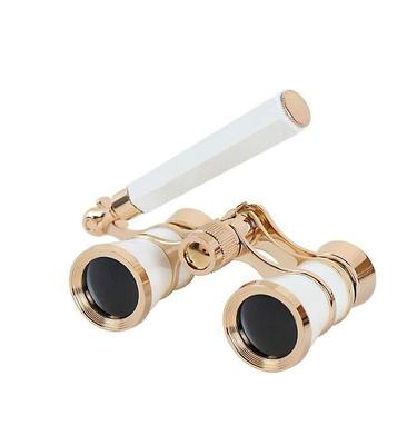 Binoculars Metal Opera Glasses Coated Lenses Red Telescope with Handle