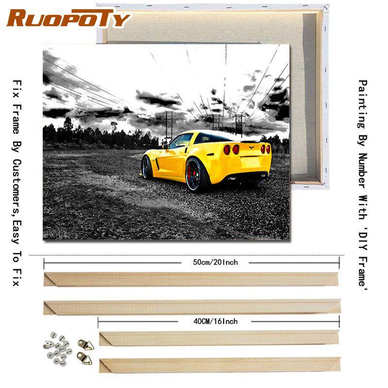 RUOPOTY DIY Digital Photo Frame Black and White Scenery Unique Gift Acrylic Oil Painting Digital Character Wall Art