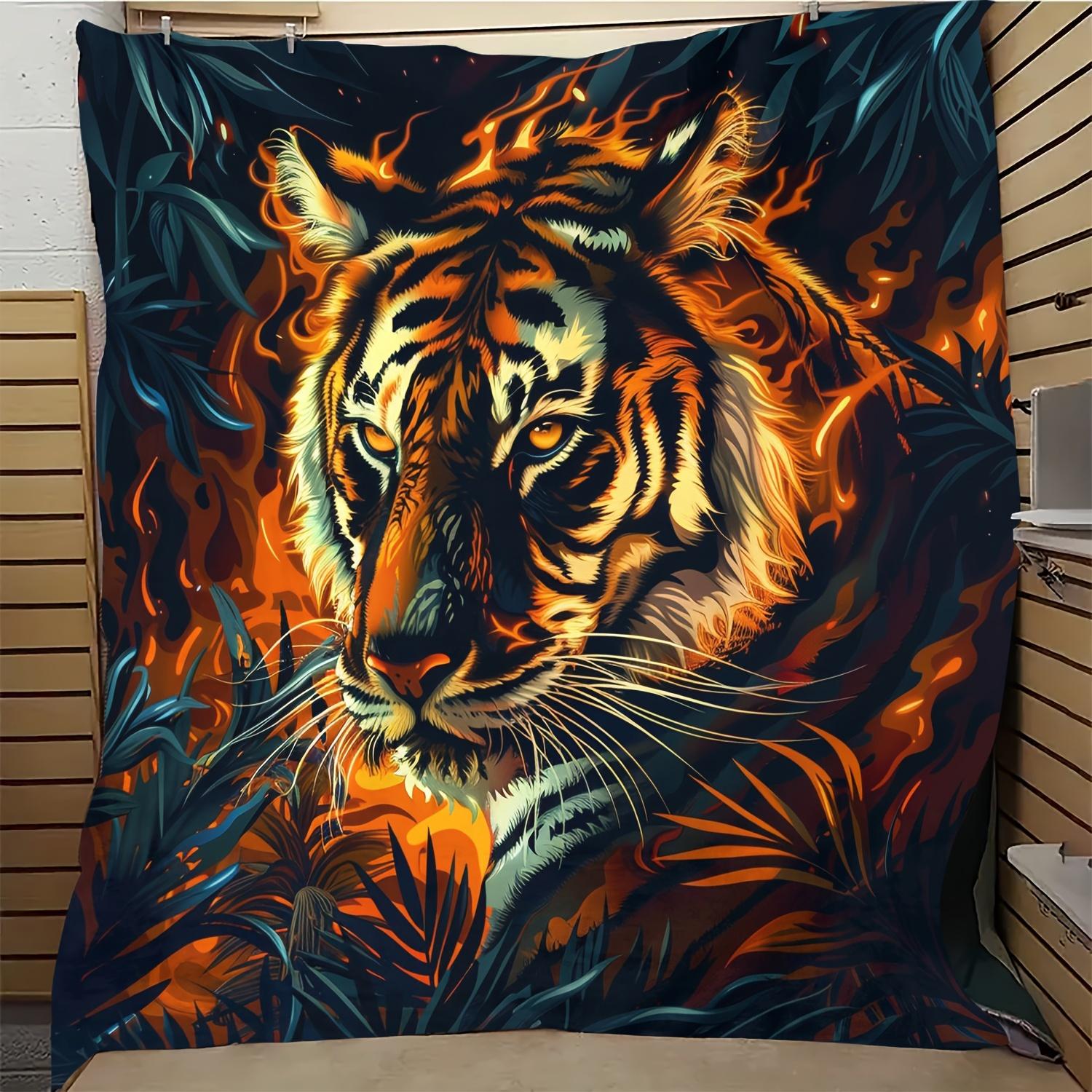 Majestic Tiger King Soft Flannel Throw Blanket - Perfect Gift For Friends, Cozy All-Season Bedding Tiger Blanket Queen Comforter 75x90cm28x35in