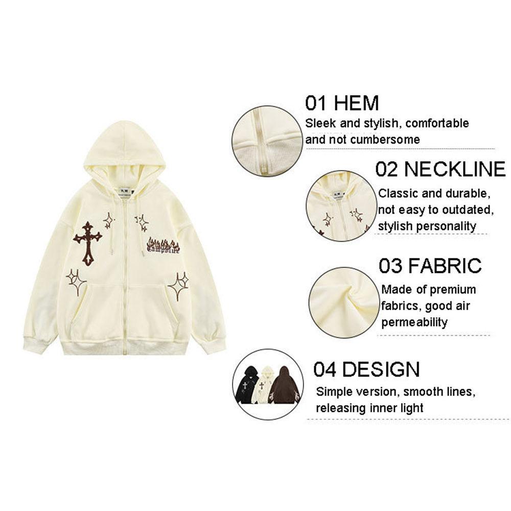 Užsegamas medvilninis džemperis vyrams Žvaigždės Graphic Hoodies Y2k Striukė Mada Estetinis megztinis Y2k Gothic Clothes