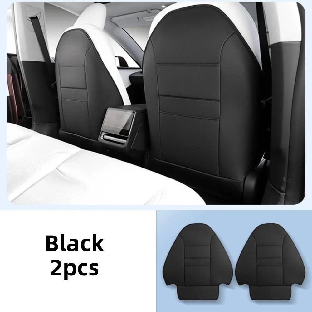

For Tesla Model3 Highland/Model Juniper 2025 Seat Kick Pad Leather Back Anti Kick Protectors Cover Mats Seatback Pad Accessories 2PCS Black