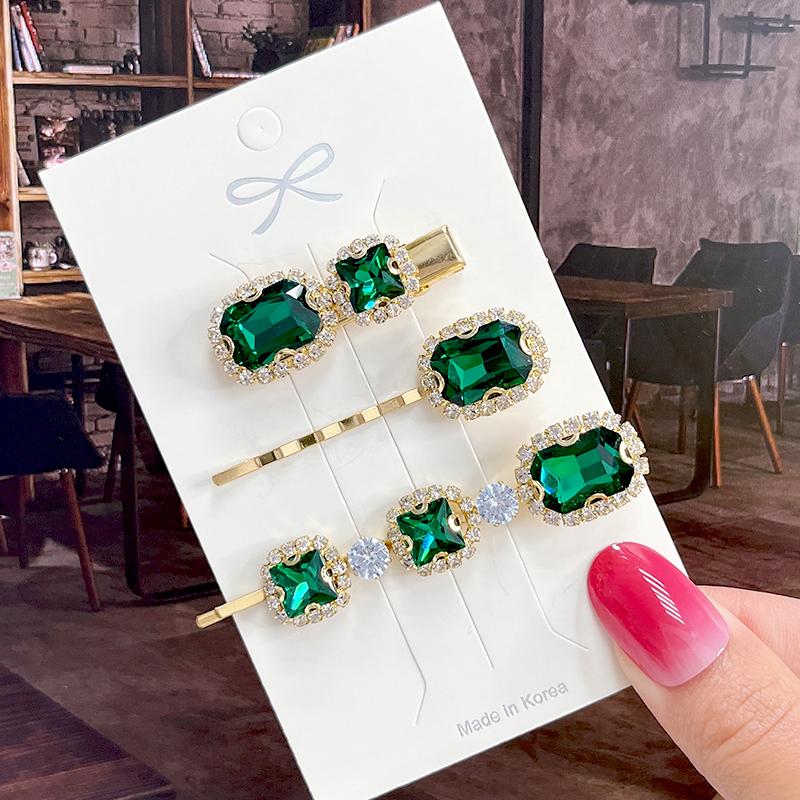 Fashion Shiny Luxury Full Crystal Pearl Women Barrettes Waterdrop Hair Clip Hairgrips Geometric Hair Accessories Korean Headwear