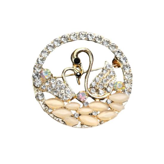 Brooch Retro Style Leaf Floral Design Lapel Pin with Faux Opal Inlaid Sweaters Collars Hats Bags Coats Scarves Badge Outfit Accessory