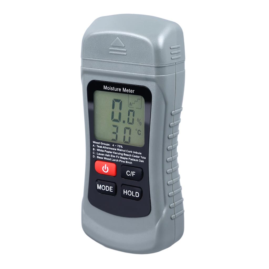 Pin Type Moisture Meter LCD Digital Display Moisture Detector for Wood Wall Paper Detection Temperature Tester