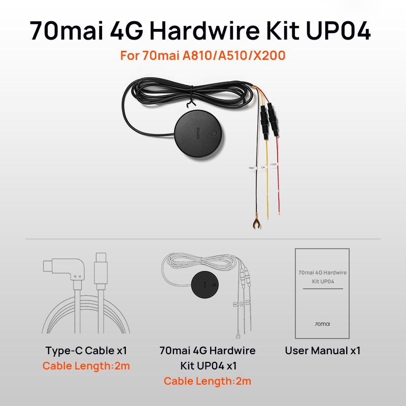 70mai 4G Hardwire Kit UP04 for 70mai T800 A810S A810 A510 X800 X200 4G LTE Module Remote Control Live Streaming 70mai UP04