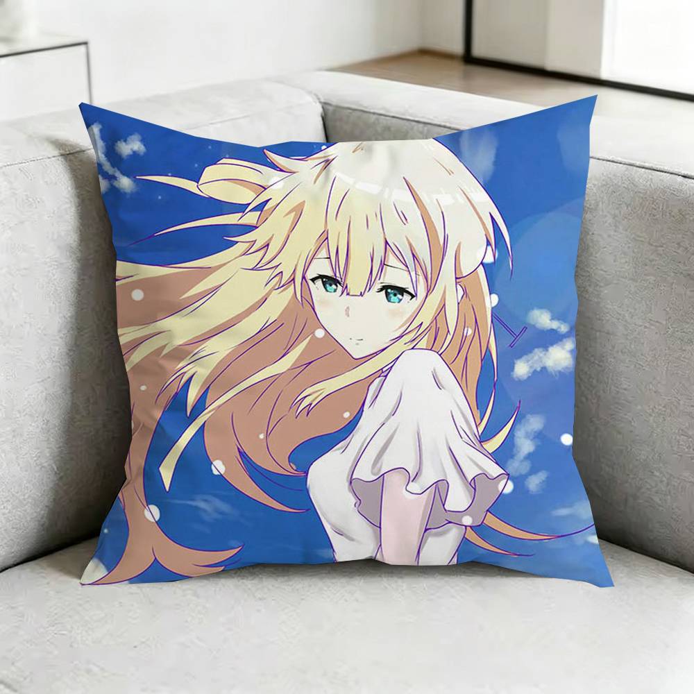 Violet EEvergarden Anime Pillow Case Square DoubleSided Sofa Cushion Cover Bedroom Bedside Pillow Gift