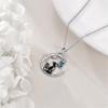 Luxury Female Crystal Stone Moon Cat Butterfly Pendant Necklace Vintage Silver Color Wedding  For Women