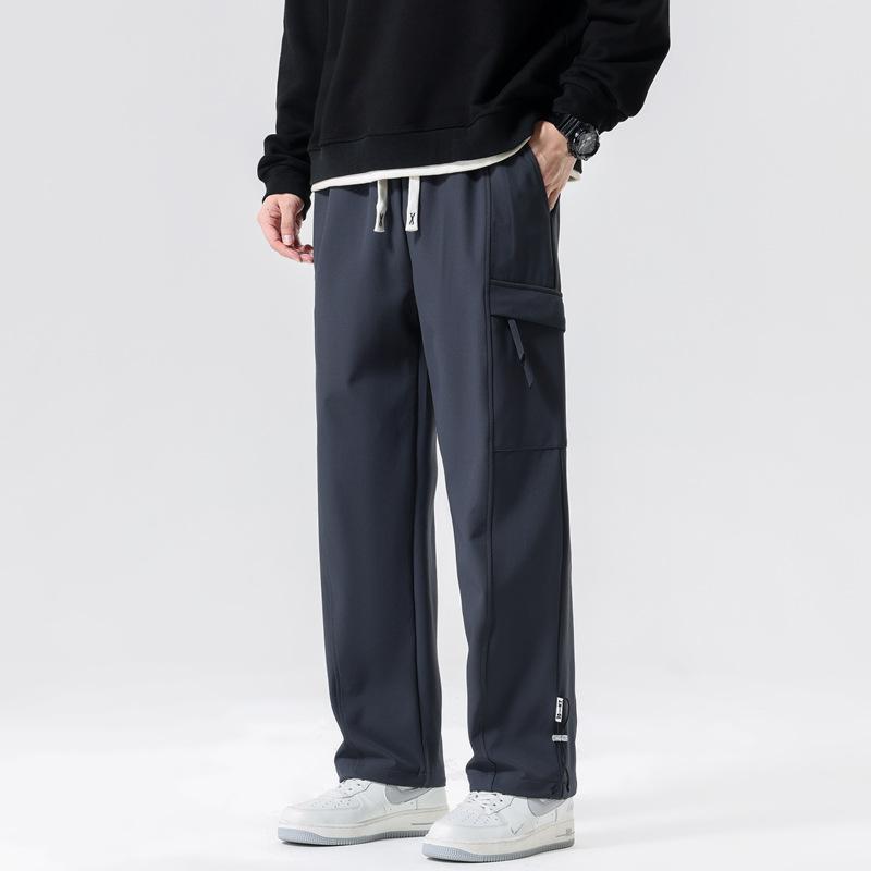 Men's New Korean Version of Hong Kong Style Drawstring Multi-pocket Trend Straight Casual Pants Outdoor Travel Going Out Trousers