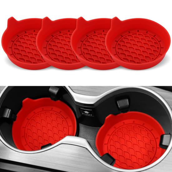 2Pcs Car Coasters Silicone Drink Cup Holder Protector with Handle Design Easy To Clean Car Water Coaster