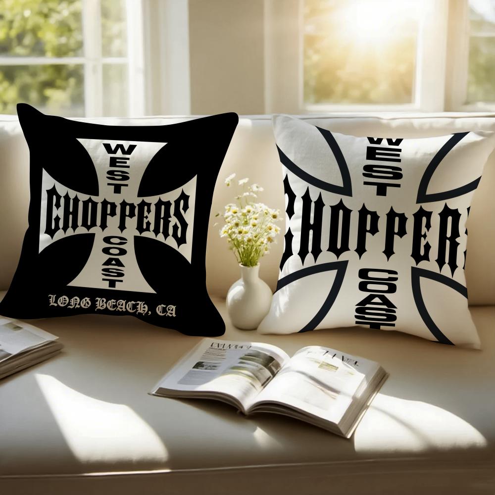 WWest Coast CChoppers Cushion Cover Pillowcase Antidustmite Invisible Zipper Short Plush Sofa Cushion