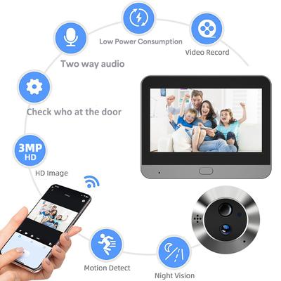 300PD Smart 3MP Mini Telecamera Digitale Spioncino Porta Occhiello WiFi Wireless Infrarossi 940nm IR Rilevamento Movimento PIR Viewer Digitale APP iCam365