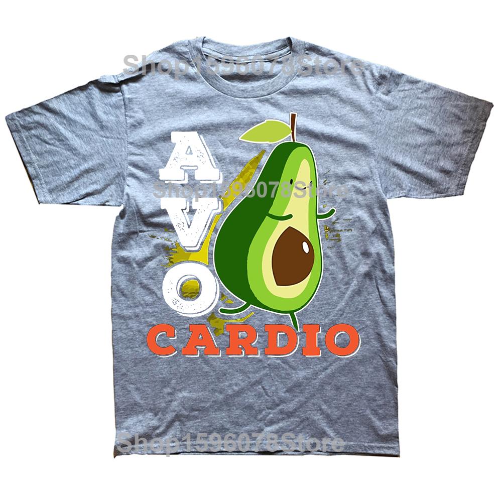 Avocardio Avocado Exercise Running Funny Cute Printed T Shirts Men Breathable Tees Summer Cotton Tshirt Hip Hop Loose TShirt