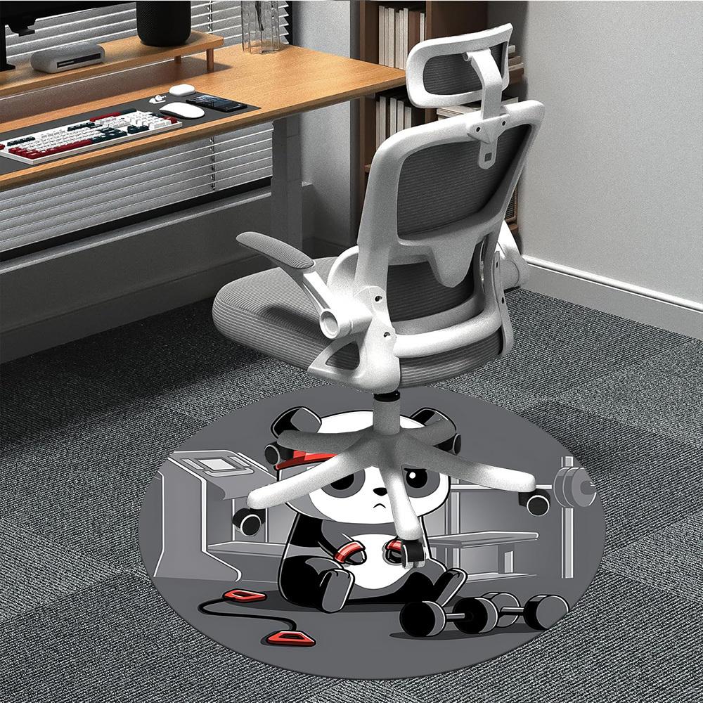 

1pc Panda Fitness Office Round Area Rug, Indoor Mat Suitable For Office, Under Office Chairs Bedroom Living Room Home Decor, Room Deco, 082 80cm by 80cm