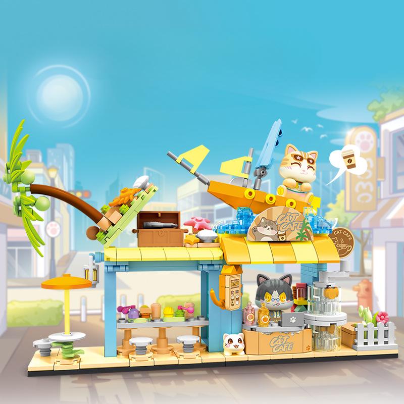 Building Block Street View Small Particle Puzzle Building Block Toy Model Tabletop Decoration