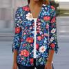 Women's Loose Casual Independence Day Printed Seven Sleeve Button Down Shirt Cardigan Top
