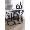 C Hourglass Nesting Table Set Of 3 Black Legs - Black Glass