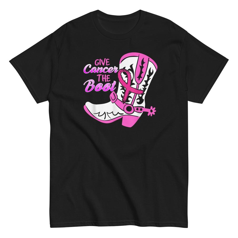 Give Cancer The Boot - Country Western Breast Cancer Awareness Shirt - Unisex Unisex T-Shirt XL